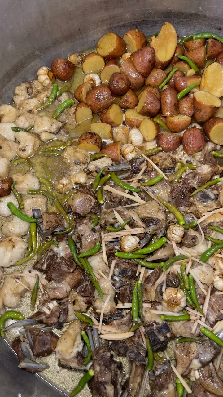 A close view of cooked meat in the Ghani Shinwari kitchen